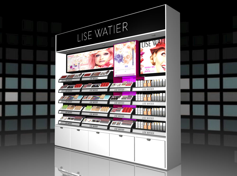 cosmetic product retail pop display rack