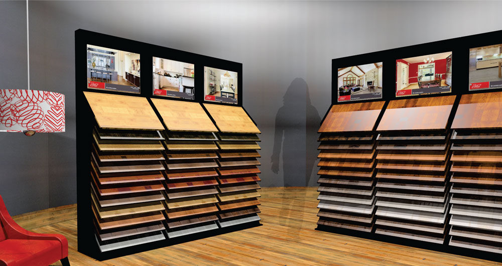 hardwood flooring retail pop display rack